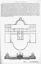 Plano y elevación de la Villa Barbaro, Maser, ilustración de una copia facsímil de 